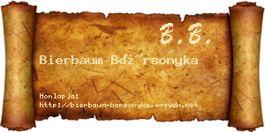 Bierbaum Bársonyka névjegykártya